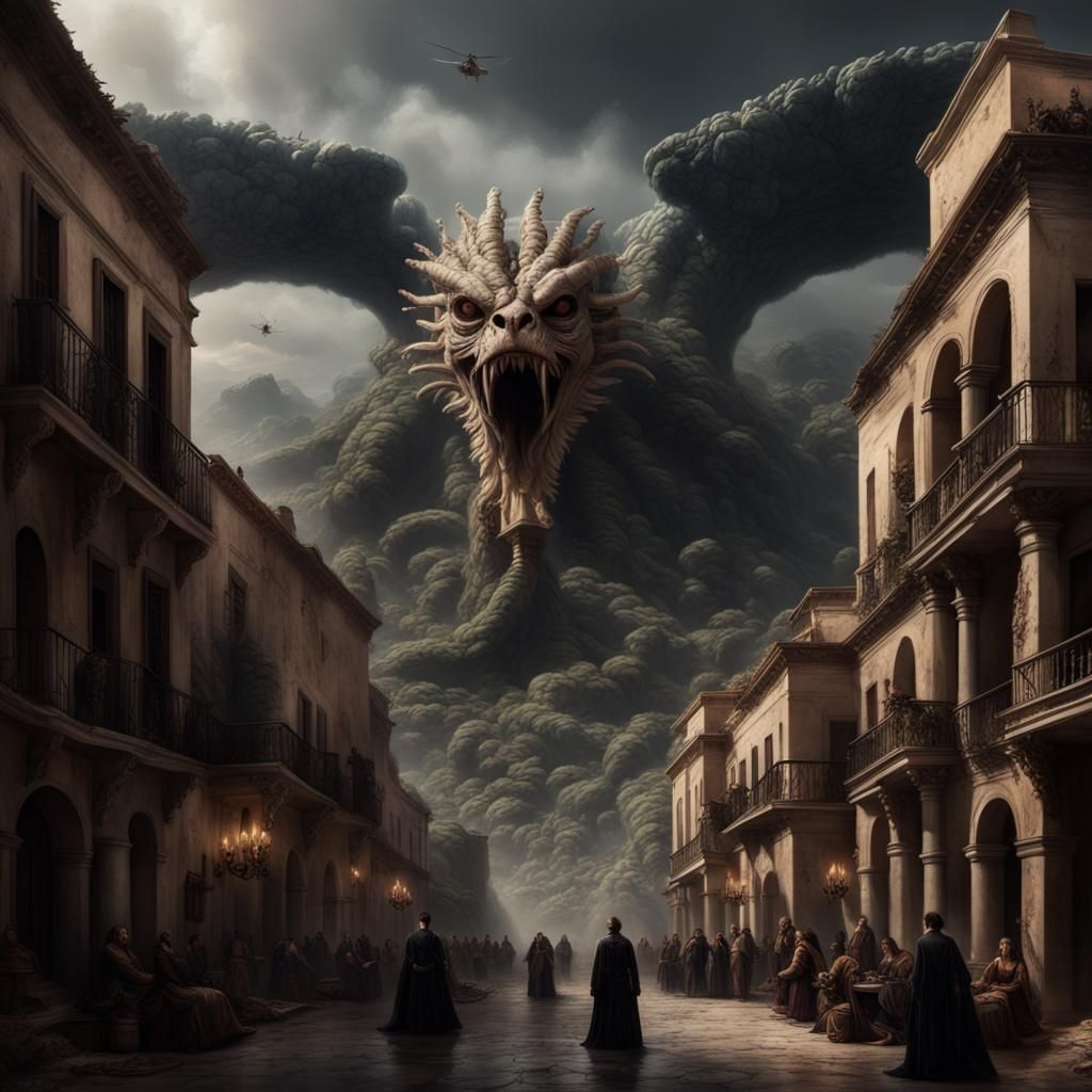 Dramatic Hydra Painting in a Classical Style