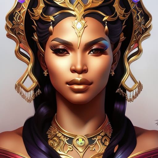 Psychedelic Flower Goddess Portrait in Digital Art Style