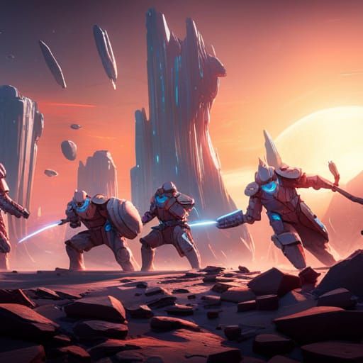 Sci-Fi Warriors Clash With Alien Behemoth