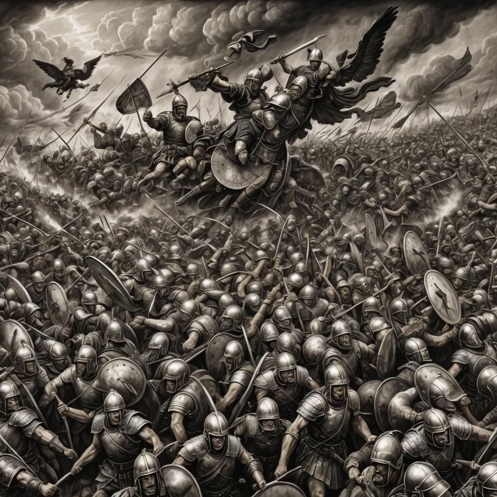 Epic Aerial View of Roman and Greek Battle