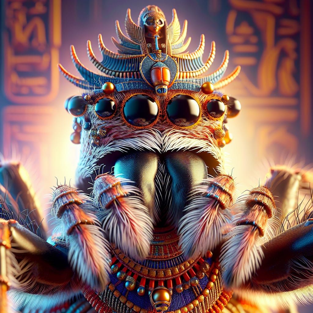 Egyptian Goddess Jumping Spider Hyperrealistic Concept Art