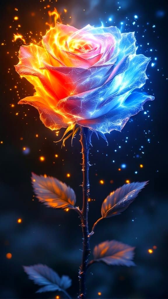 Vibrant Rose Blends Blazing Flames and Frosty Icy Hues in St...