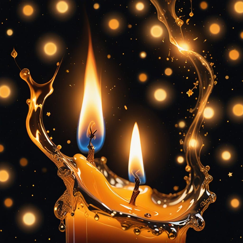 Close-Up Candlelight in Vibrant Oil Painting Style