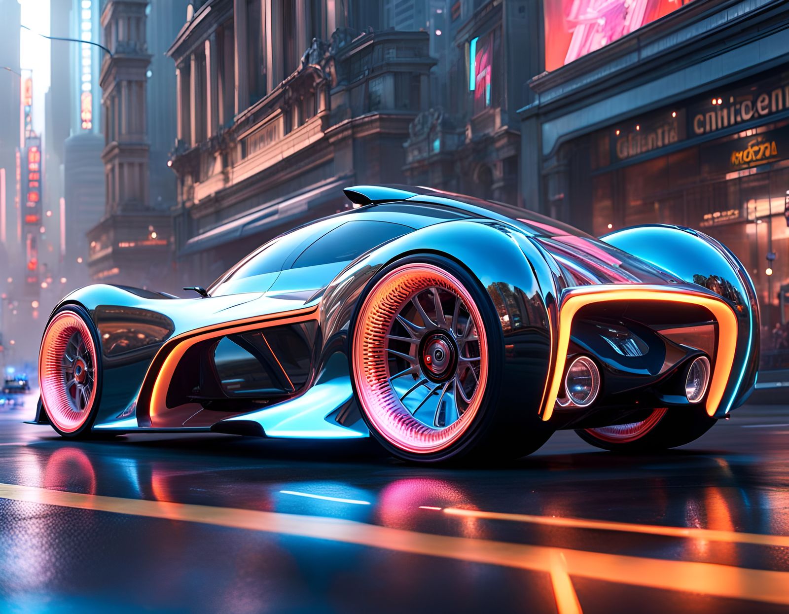 Futuristic Transparent Car in Sci-Fi Race