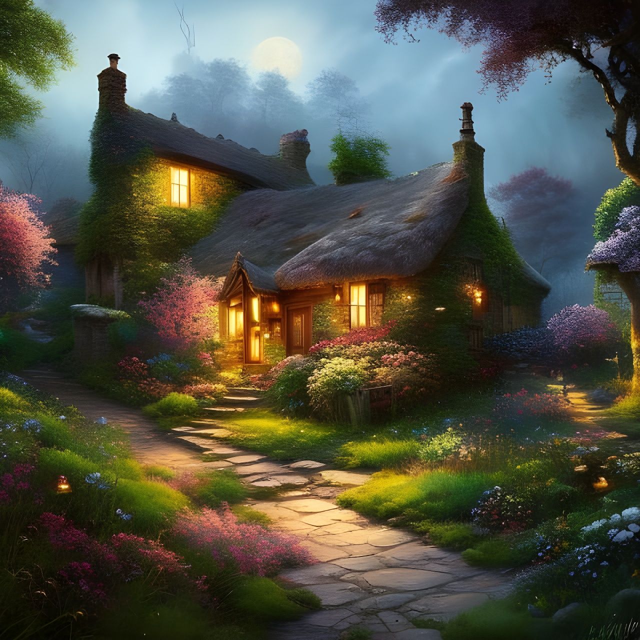 Enchanting Cottage and Garden in Art Nouveau Style