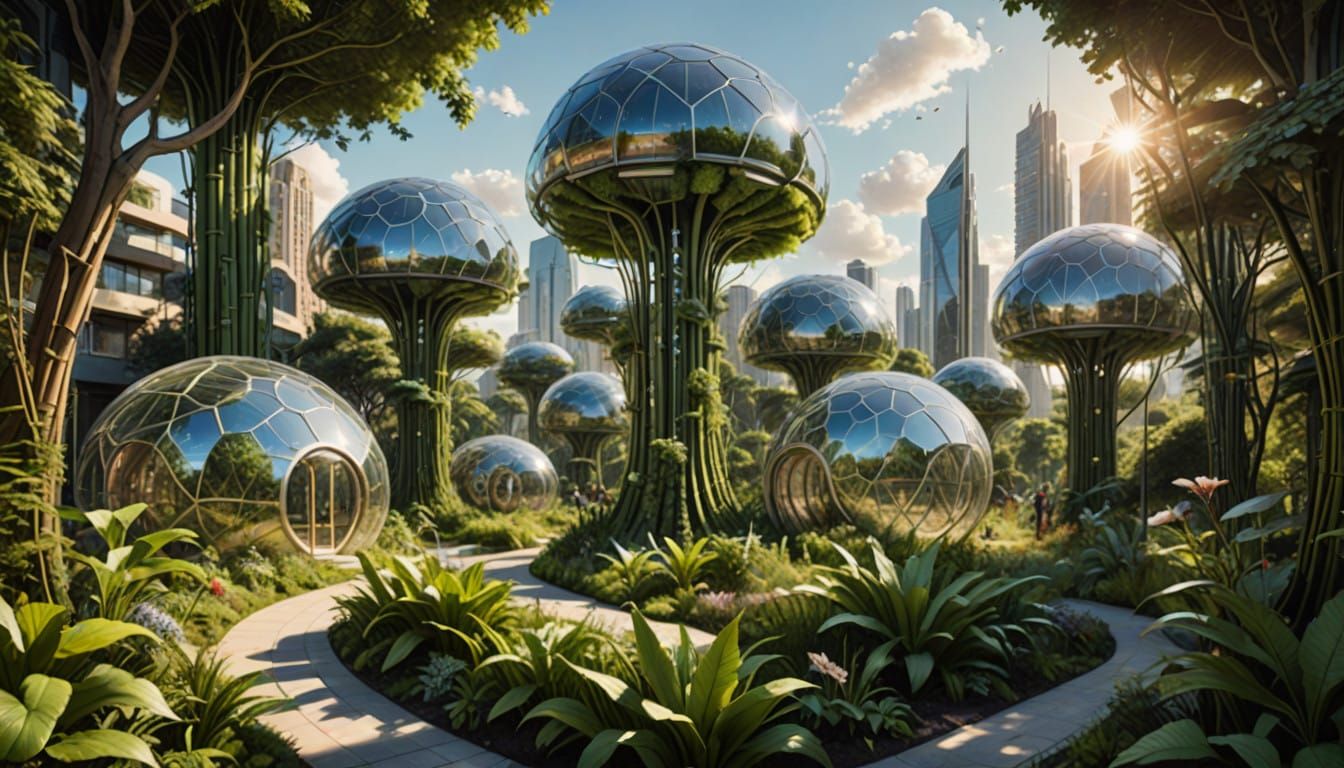 Hyperrealistic Metropolis Blends with Nature in a Symphony o...