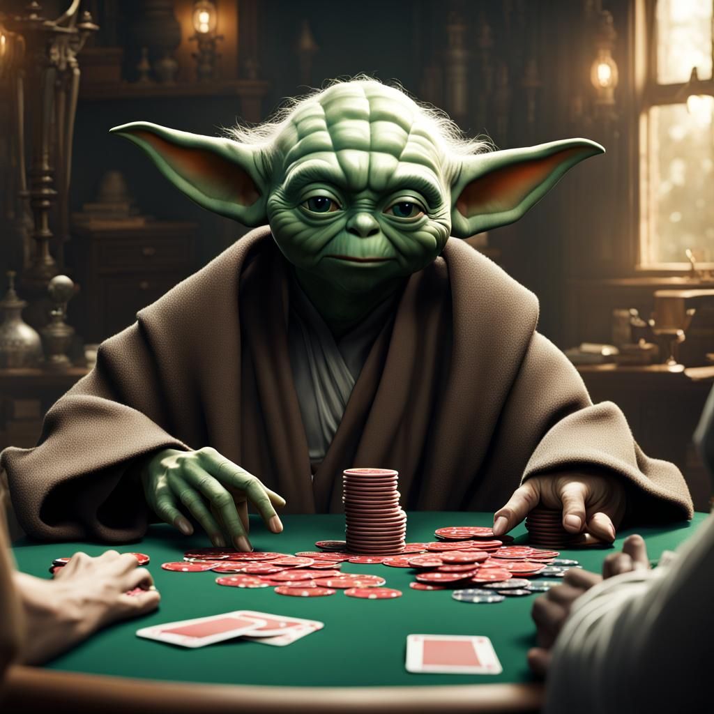 Yoda Plays Poker: Detailed Digital Art