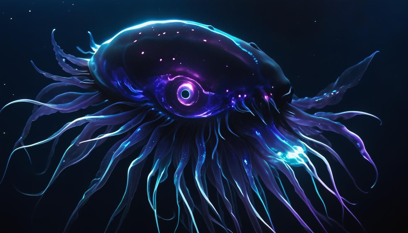 Bioluminescent Deep-Sea Creature Close-Up