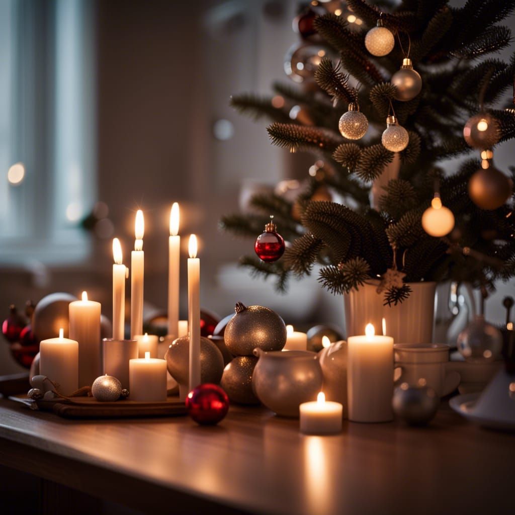 Scandinavian Christmas with Candles and Ornaments