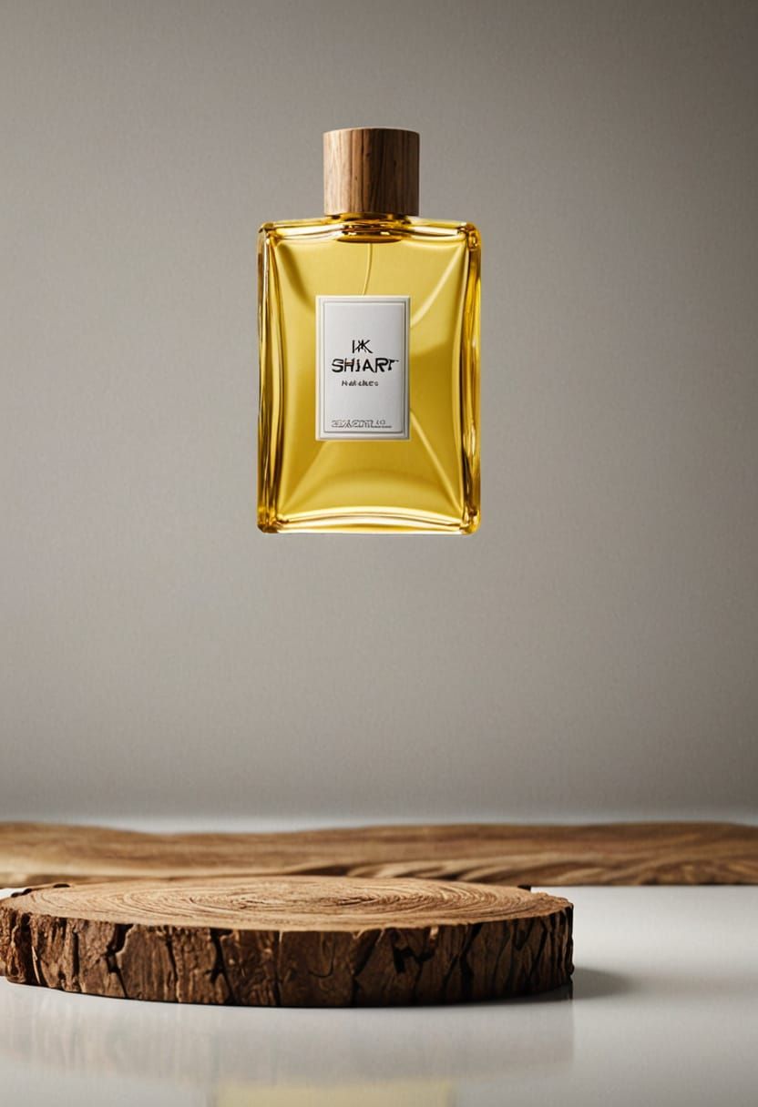 Hyper-Realistic Yellow Glass Perfume Bottle 3D Render