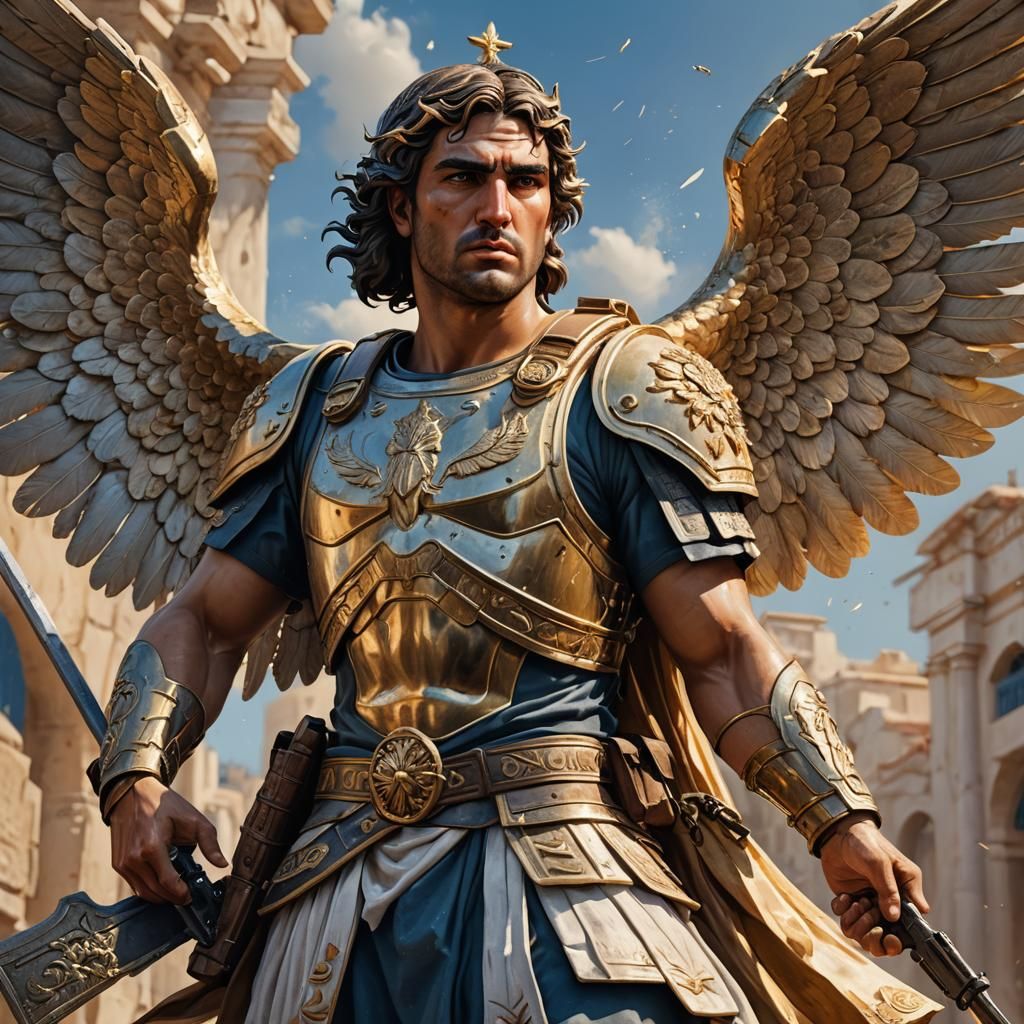 Detailed Greek Soldier Angel Concept Art