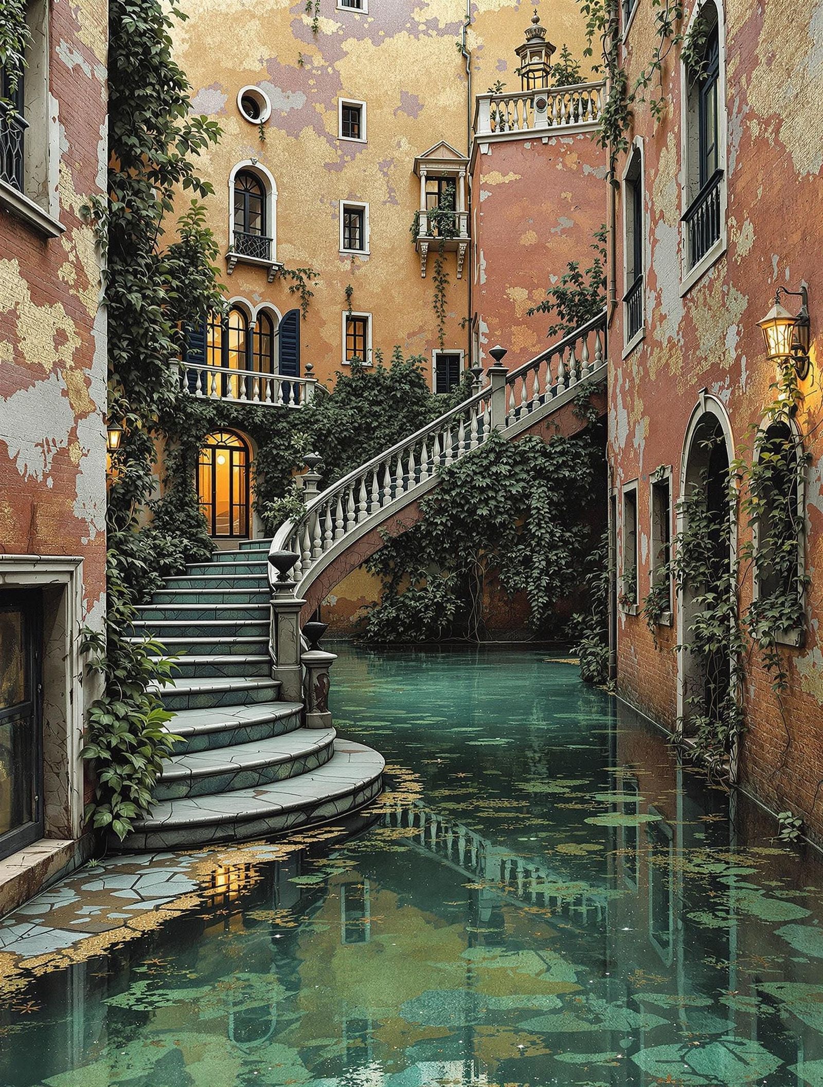 Renaissance Glass and Metal in Venice's Flooded Courtyard