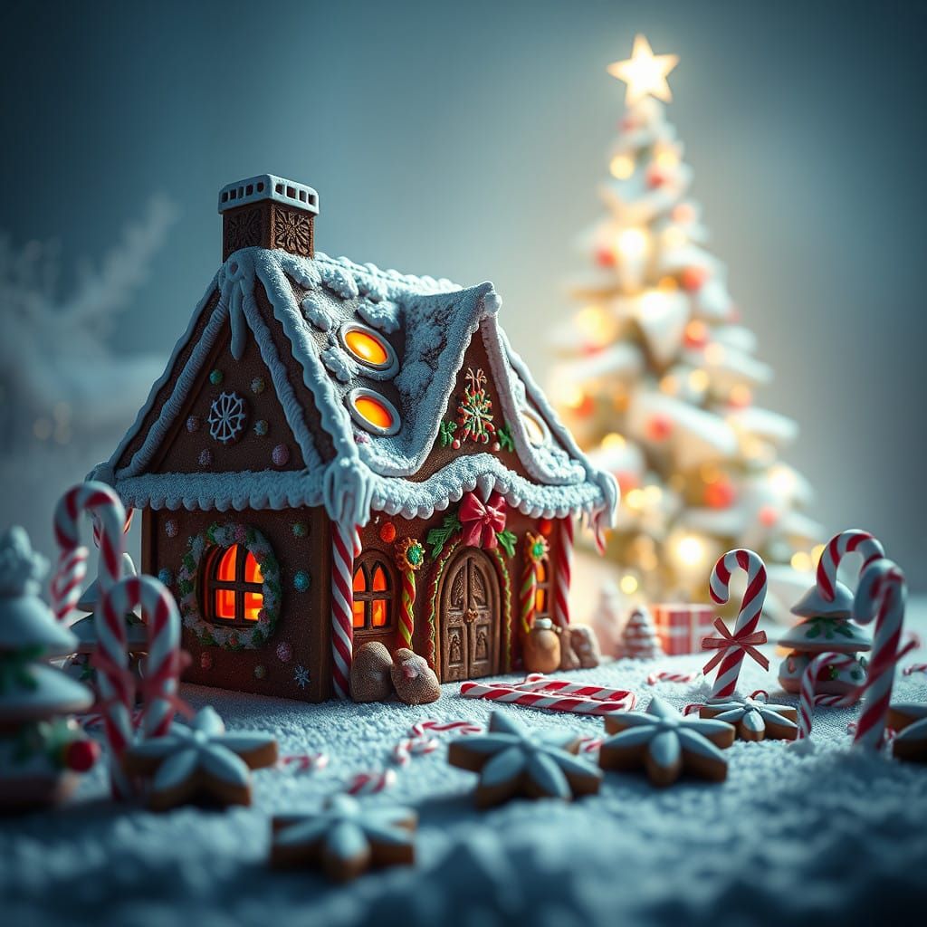 Whimsical Gingerbread Winter Wonderland in Vibrant Matte Pai...