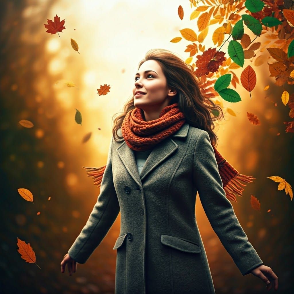 Autumnal Woman in a Dreamlike Landscape