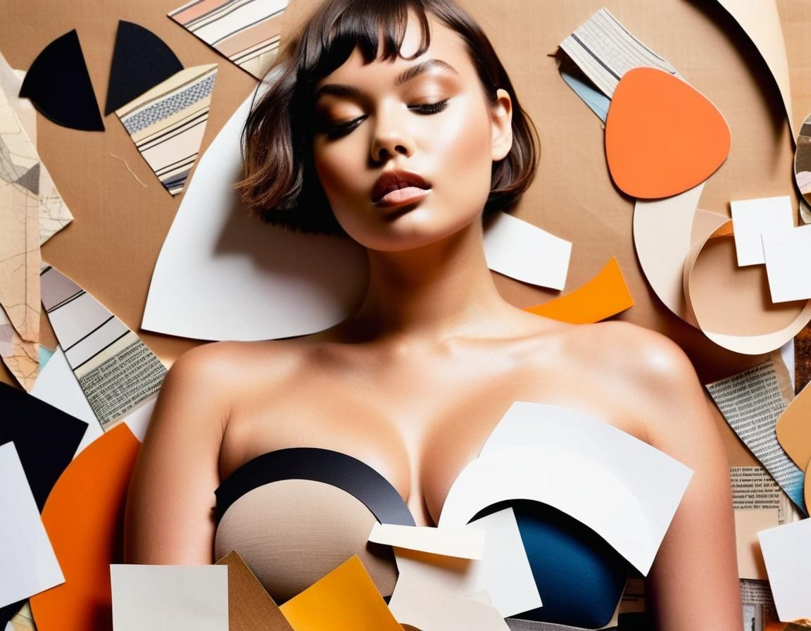 Mixed-Media Collage of Curvy Fashion Model