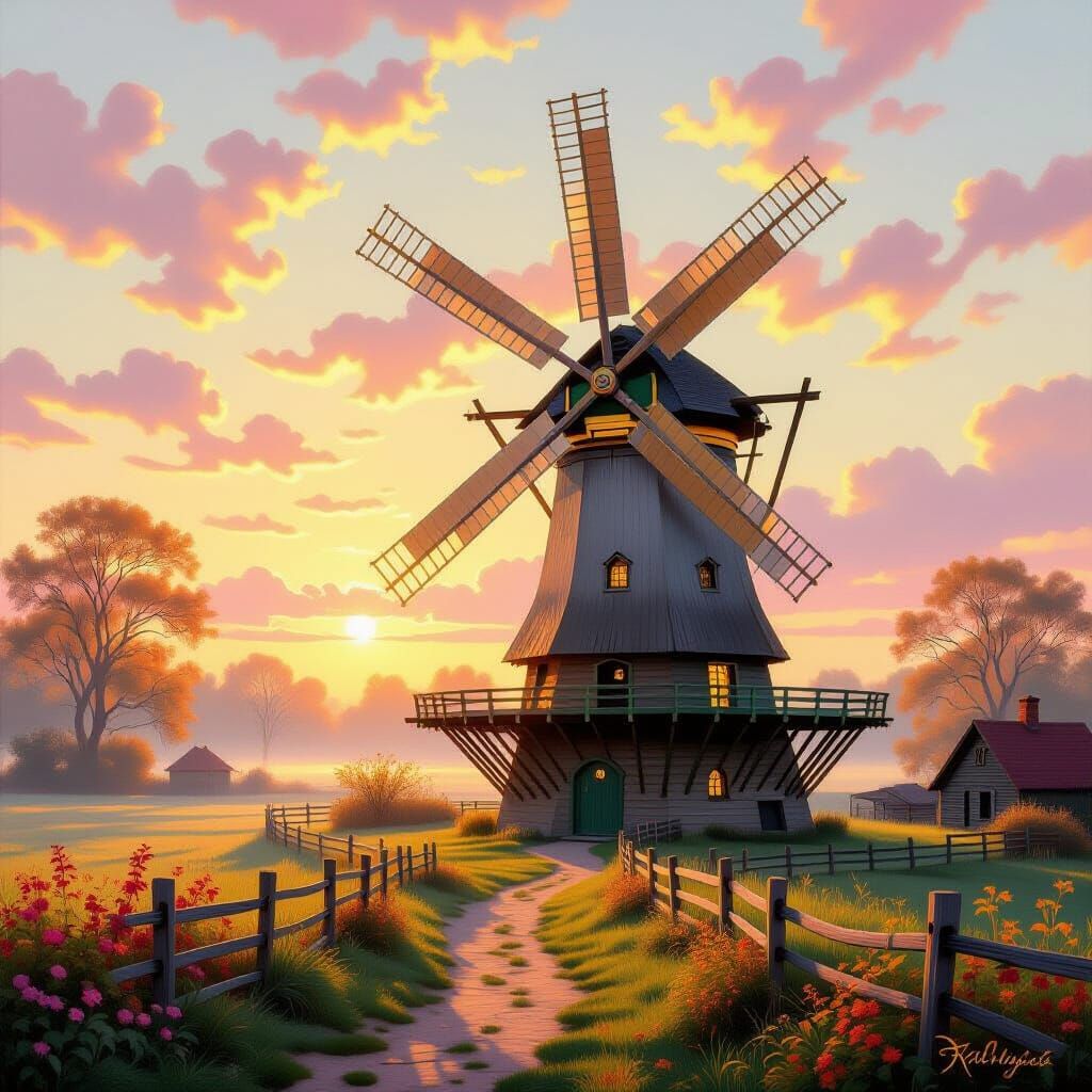 Radiant Windmill in Luminous Metamodern Style