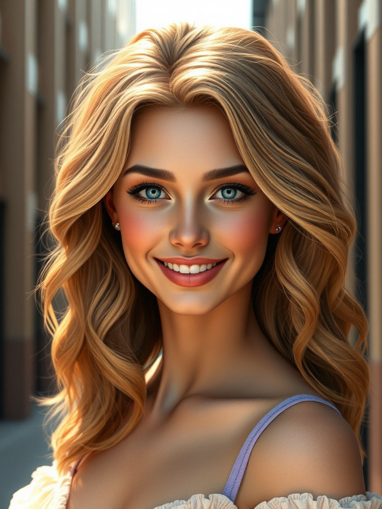 Blonde Woman Portrait in Hyper-Realistic Digital Art