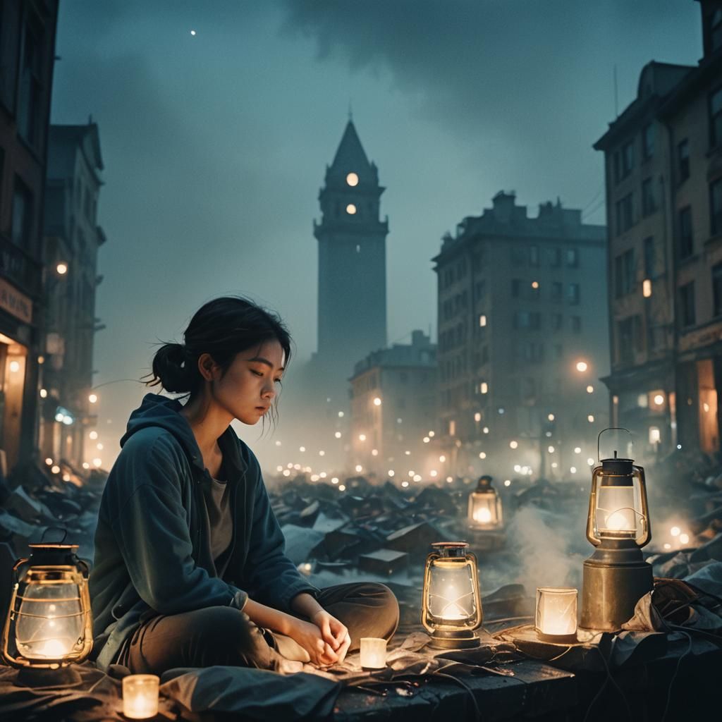 Meditative Stillness in a Chaotic Cityscape