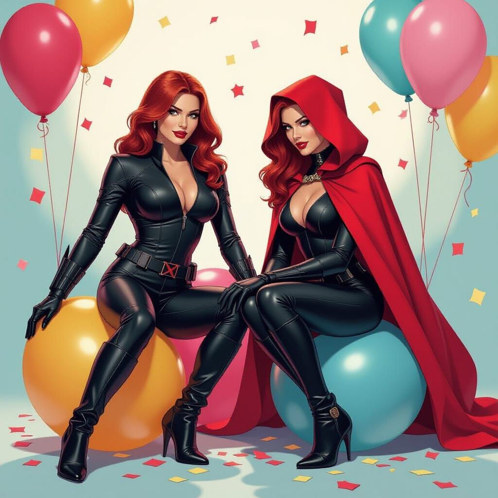 Black Widow and Scarlet Witch on Birthday Balloons