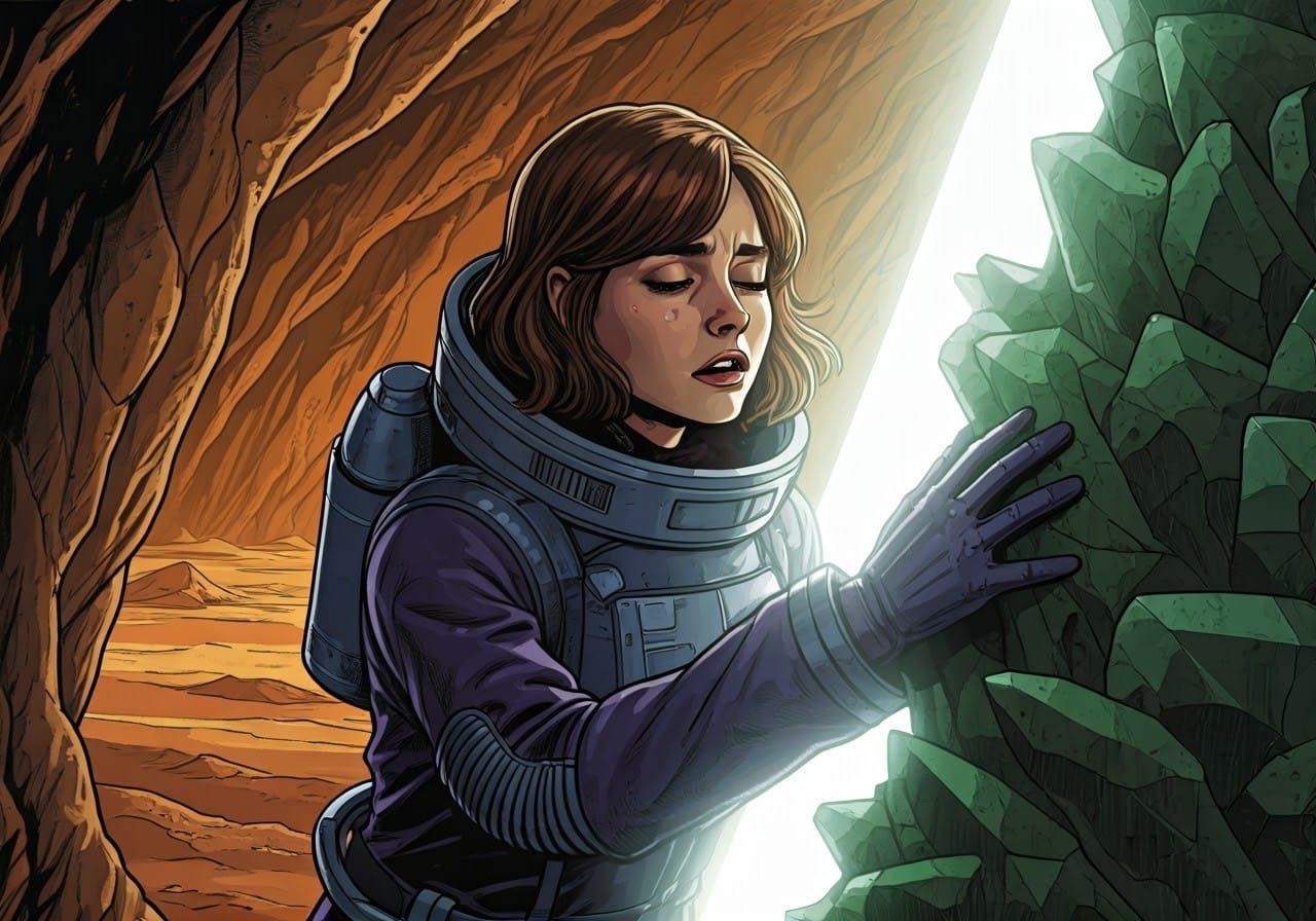 Frightened Time Traveler Touches Ancient Crystal in Alien Ca...