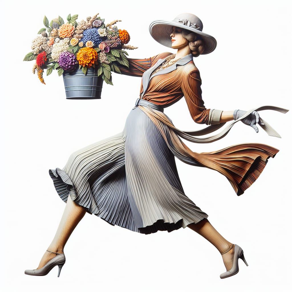 Elegant 1930s Lady with Flowers, Detailed Portrait