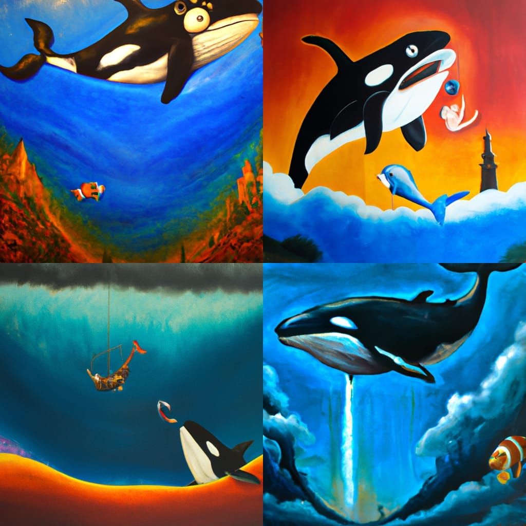 Nemo and Whale in Surreal Salvador Dali Style
