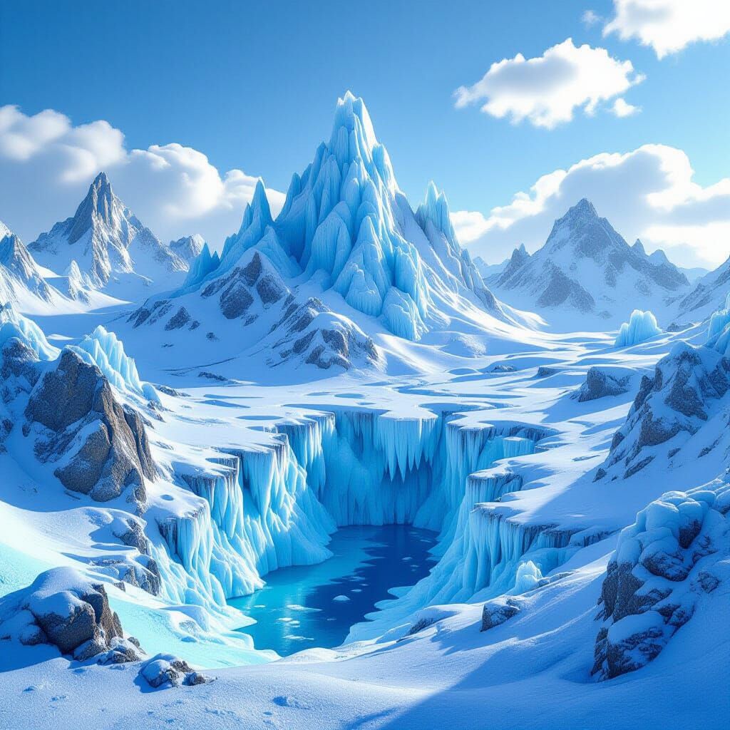 Frozen Fractal World: Bizarre Ice Peaks and Caves