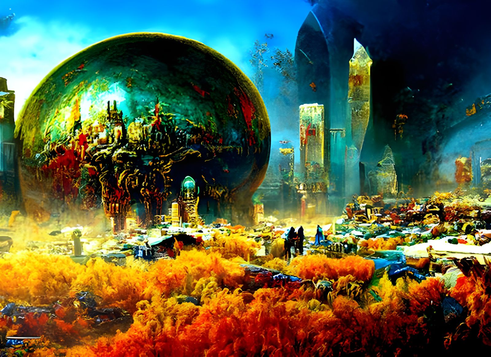 Futuristic Megacity Concept Art in Maximalist Style