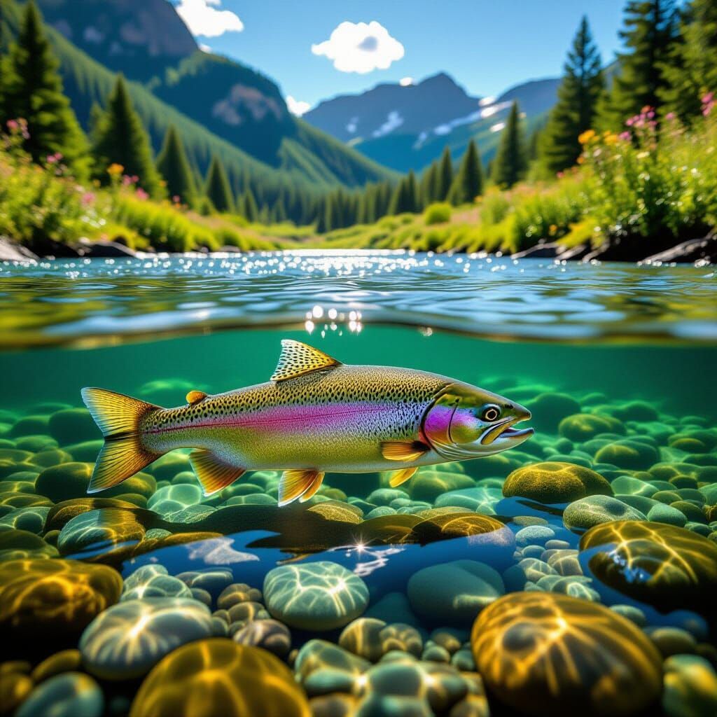 Rainbow Trout in Montana Stream: Wildlife Photography