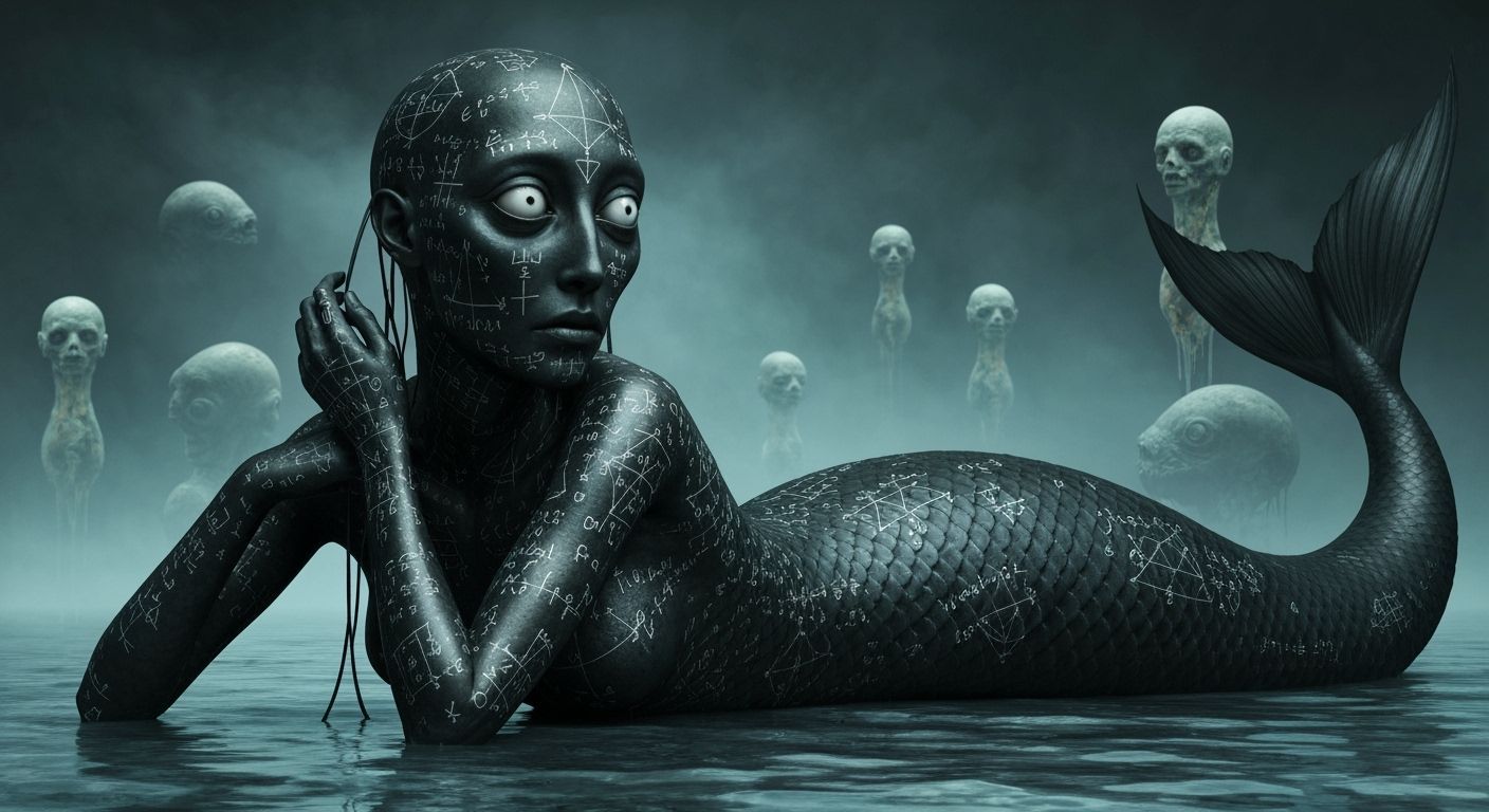 Jet-Black Alien Mermaid on Phobos