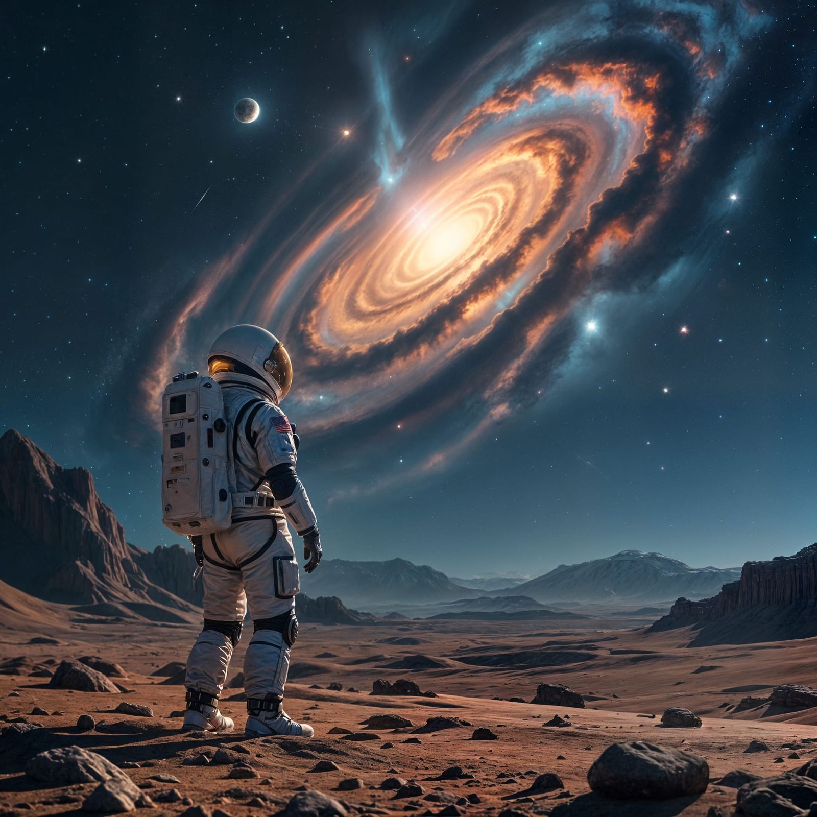 Astronaut Gazing at Nebula in Sci-Fi Style