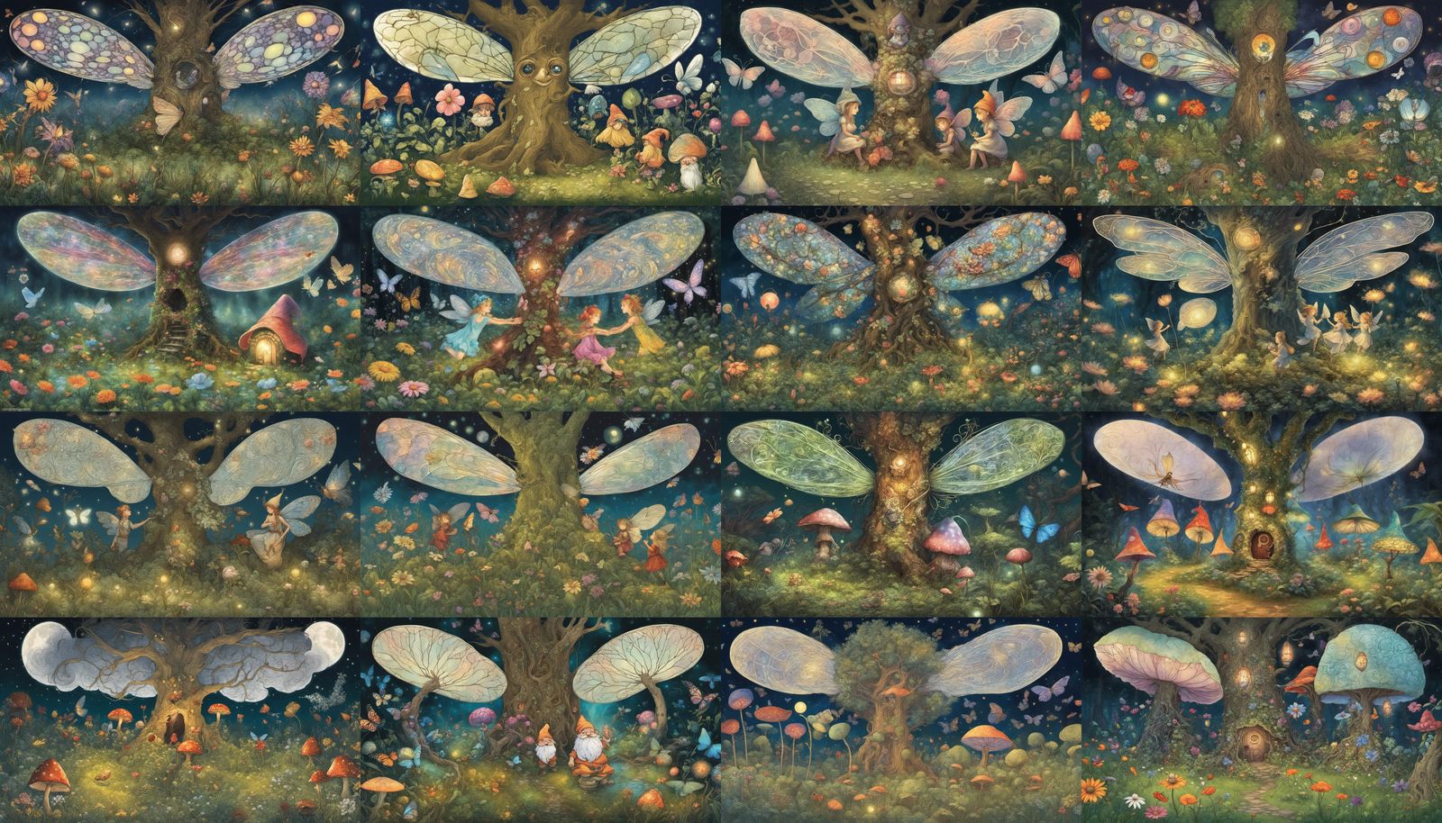 Fairies Frolic in Forest Glade at Night