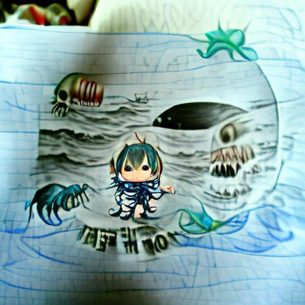 Chibi Character's Ocean Angst Drawing