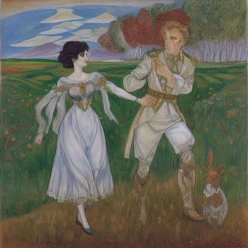 Rabbits Exchange Souls: Schiele and Chagall Style