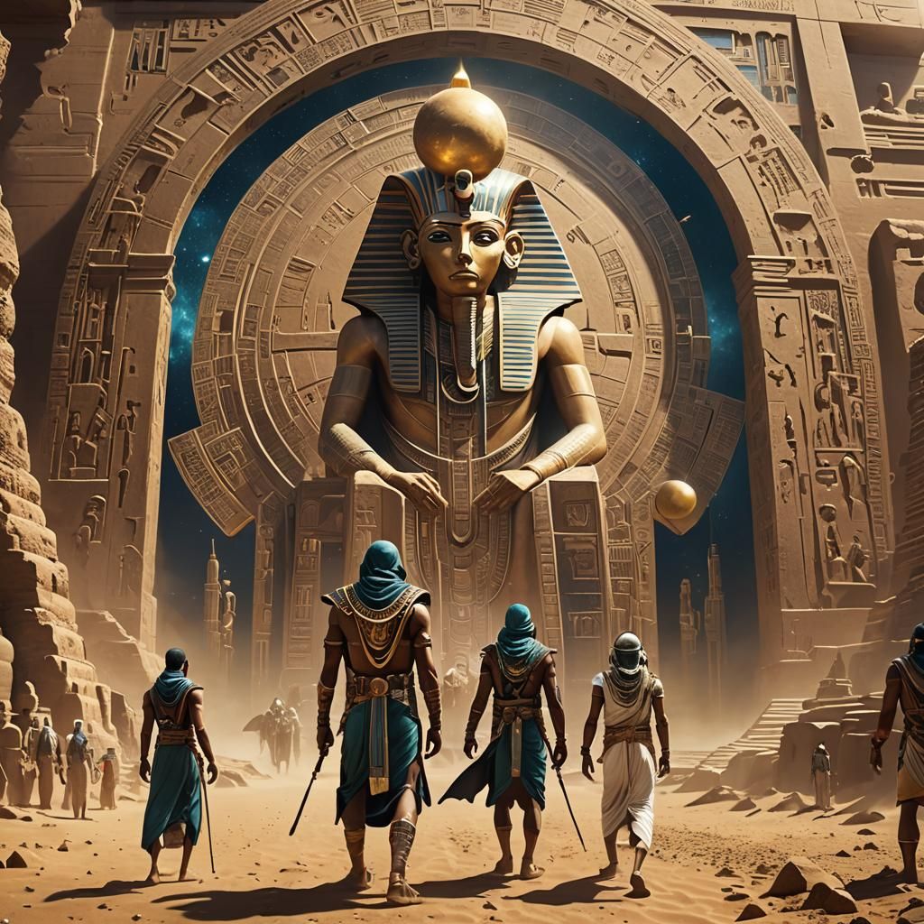 An interstellar teleportation device, found in Egypt, leads to a planet with humans resembling ancient Egyptians who wor...