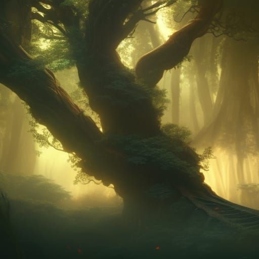 Pandora Tree Concept Art in Orange and Teal