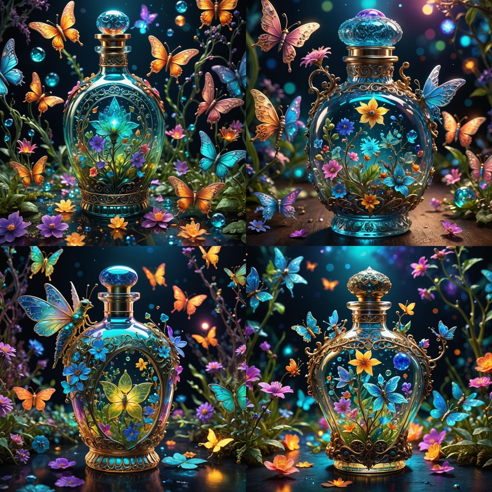 Bioluminescent Fairy Perfume Bottle in Psychedelic Colors