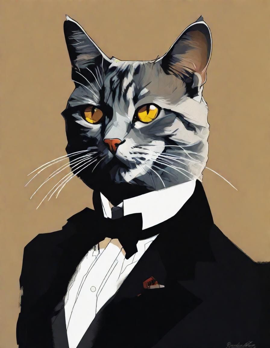 Tabaxi Cat Mafia Boss in Chiaroscuro Style