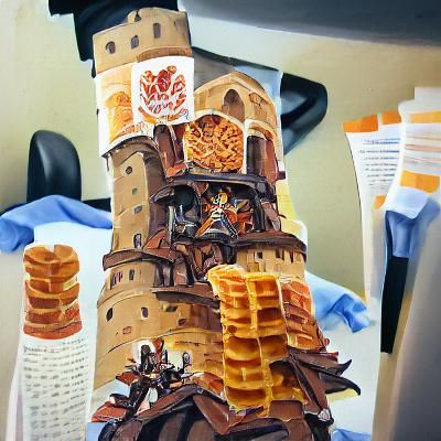 Medieval Tower Built of Printers and Waffles