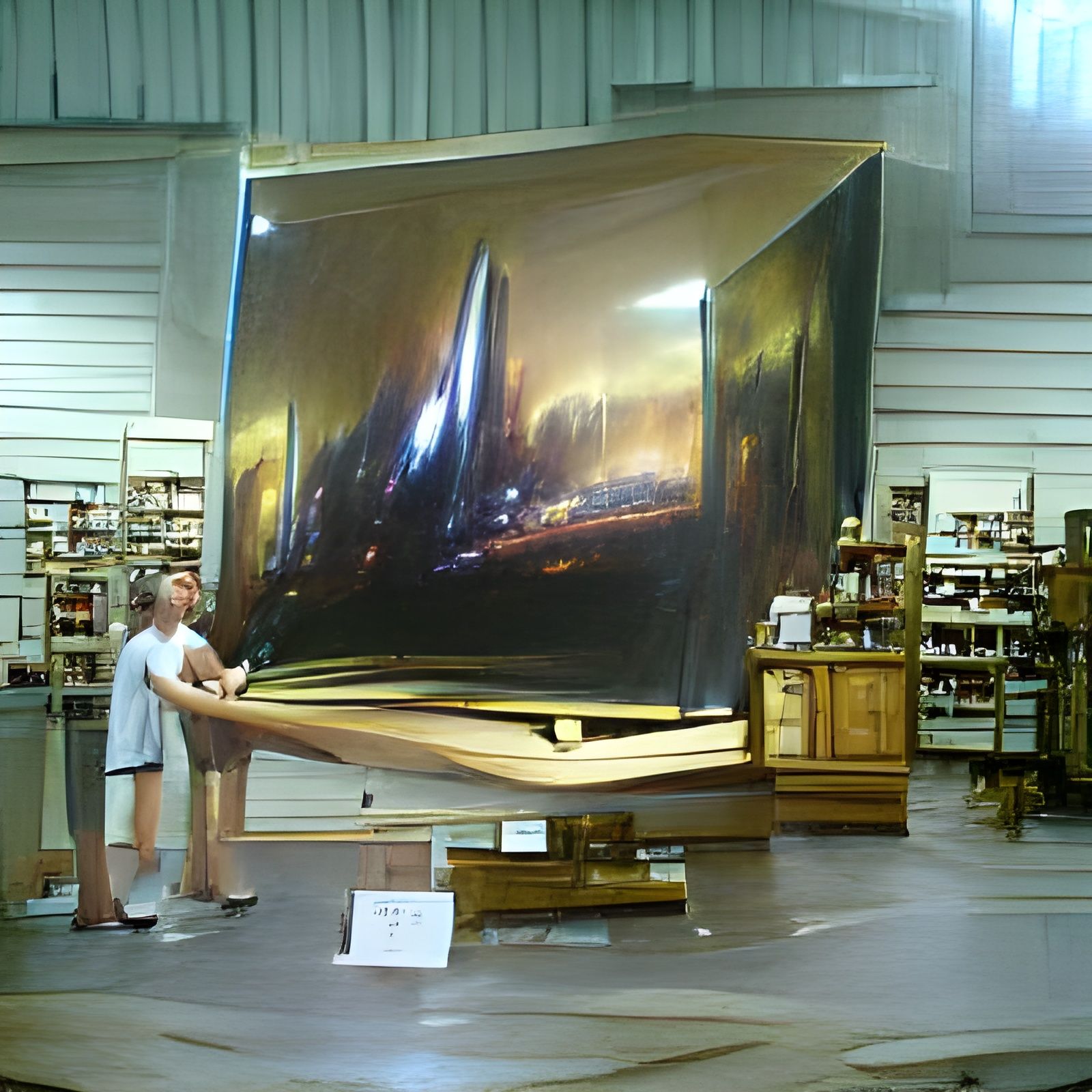 Oversized TV in the Style of James Gurney