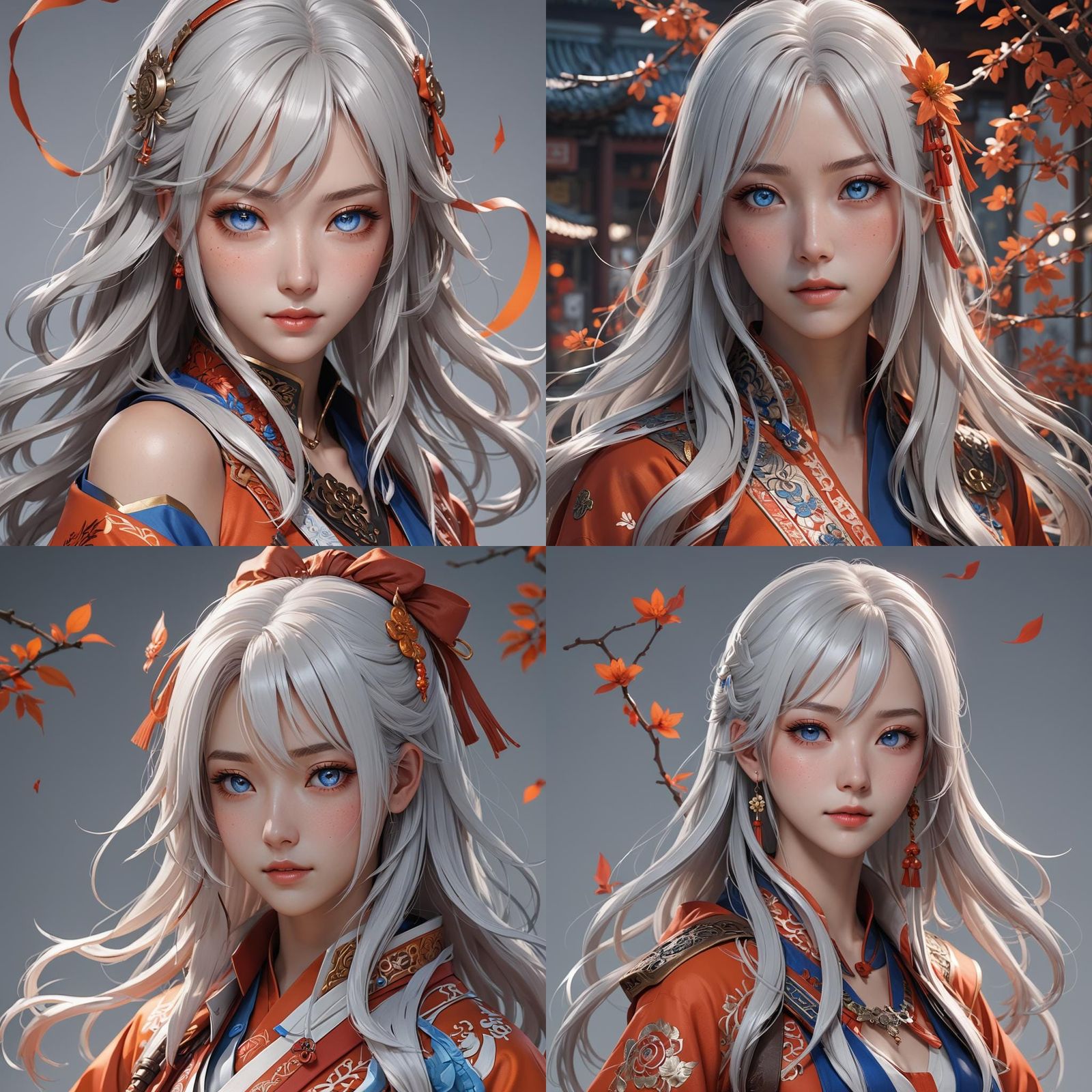 Anime Style Chinese Girl with White Hair