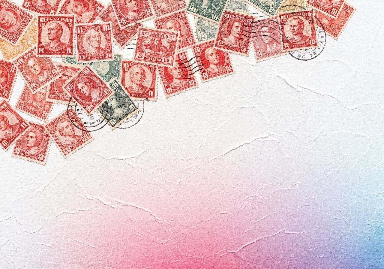 Vintage Postage Stamp Collage in Photorealistic Style