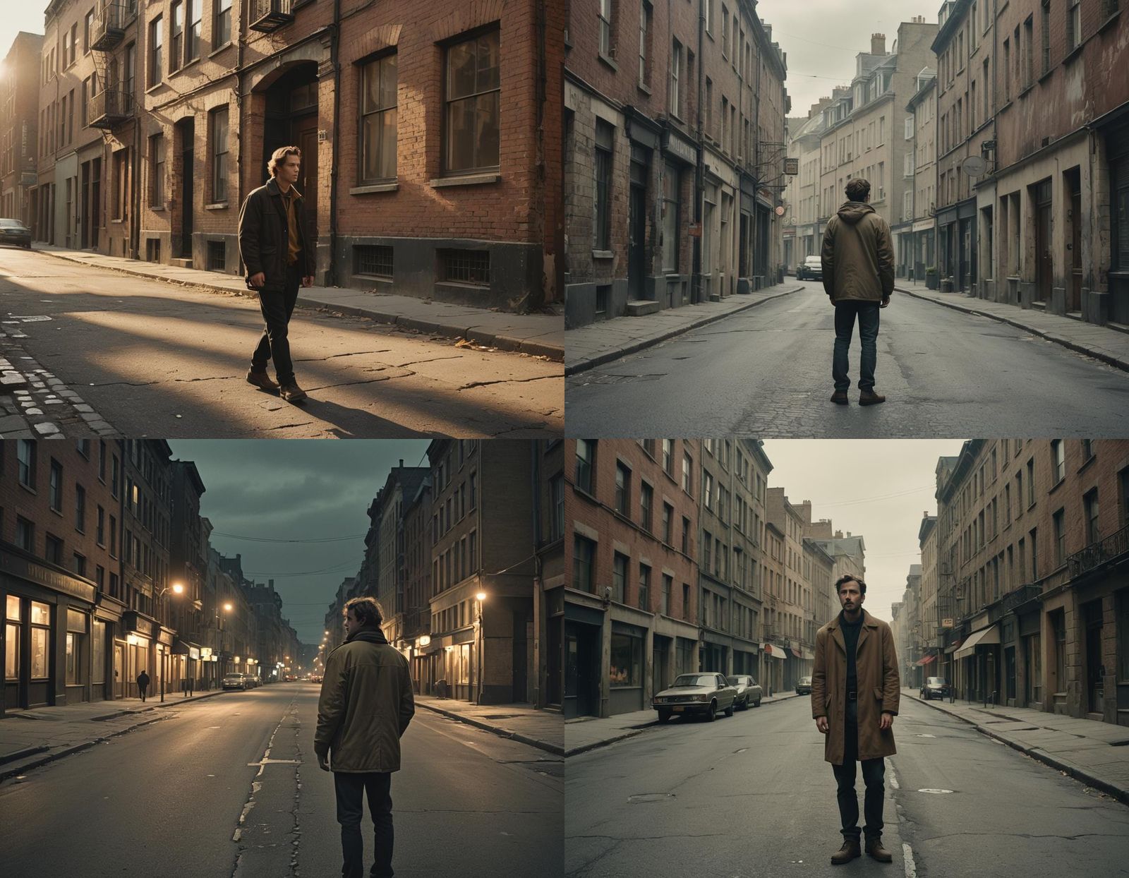 Figure on Empty Street: Cinematic Film Still