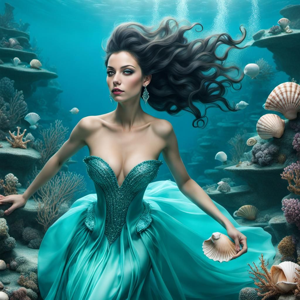 Underwater Sea Witch with Seashell Top
