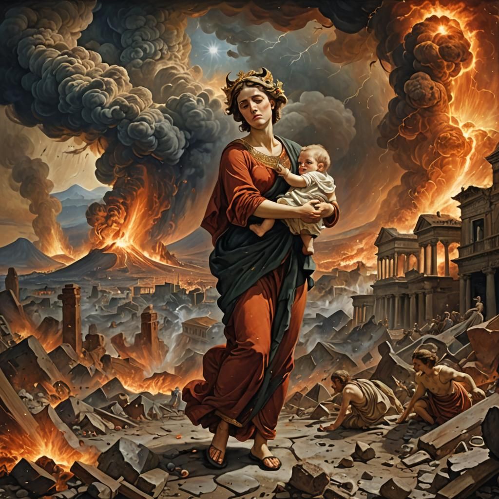 Pompeii Eruption: Mother's Flight, Gods' Lament