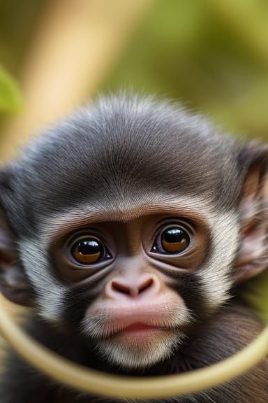 Cute Baby Monkey in a Box: Digital Illustration