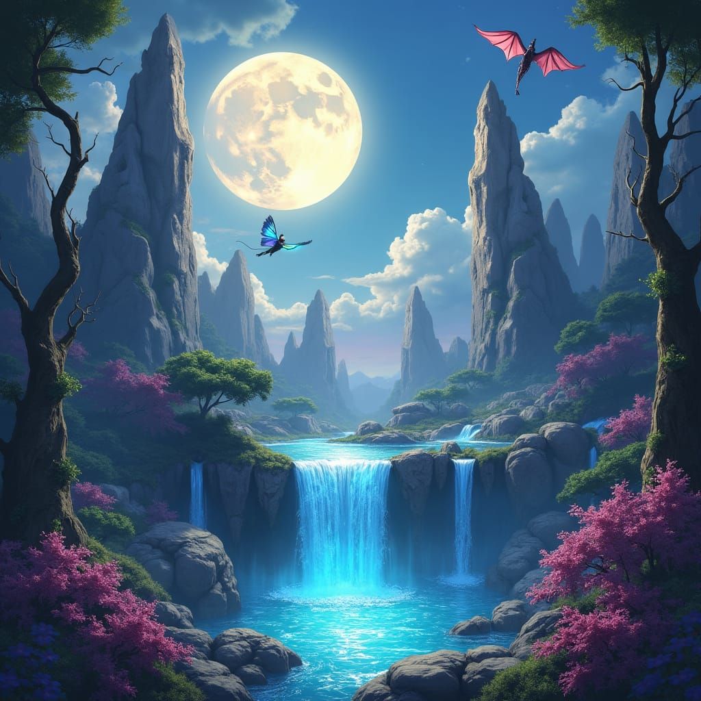 Mystical Landscape with Floating Islands in Fantasy Art