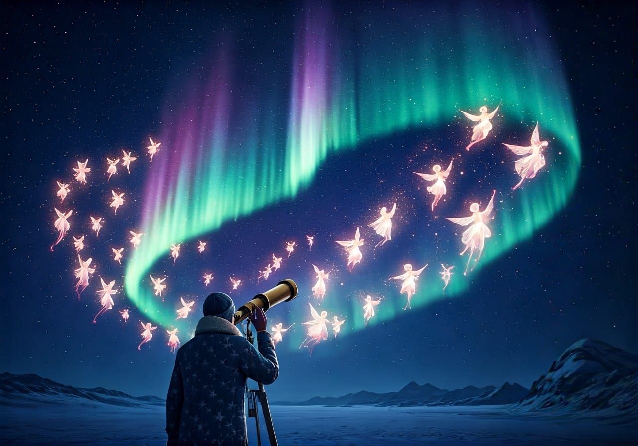 Cosmic Fairy Dance Amidst Northern Lights