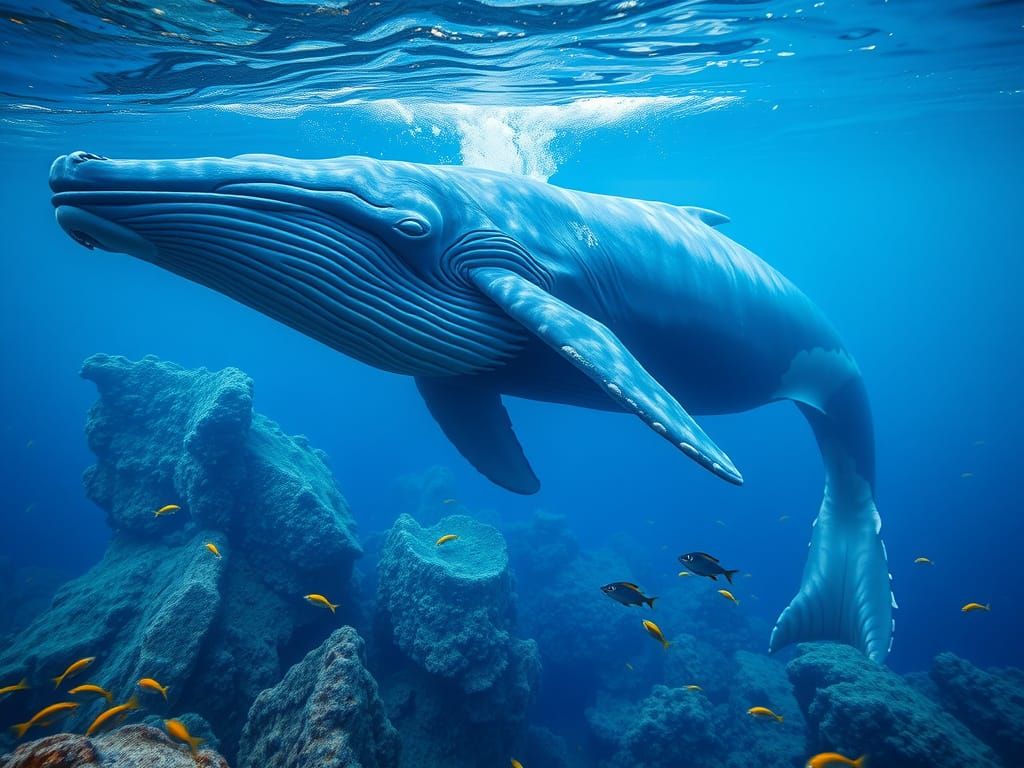 Blue Whale Underwater Photography with Bokeh
