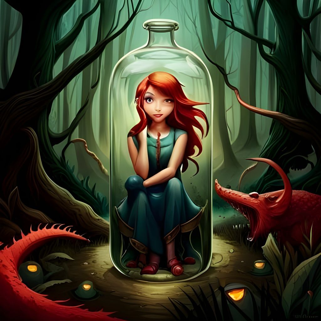 Girl Trapped in Bottle: Fantasycore Art